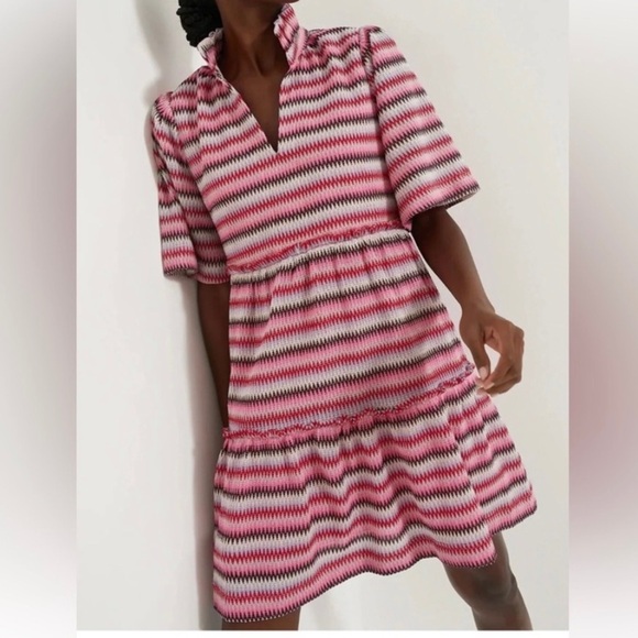 Tuckernuck Dresses & Skirts - NEW Tuckernuck Zigzag Knit Stripe Crawford Dress Women’s M Pink Feminine Casual